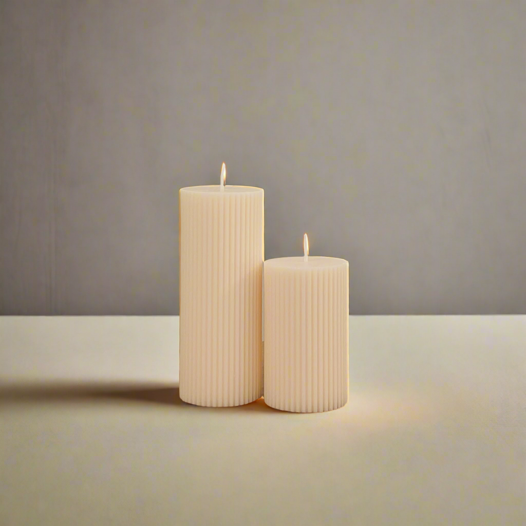 Ribbed Pillar Candle (pair)